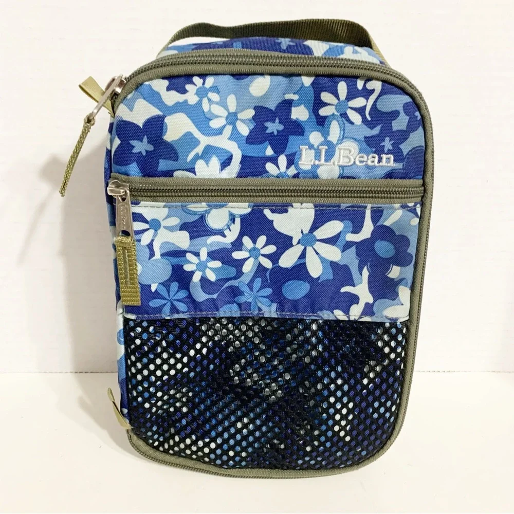L. L. Bean Floral Insulated Zipped Around Lunch Bag Box Fully Lined Top Handle🩵